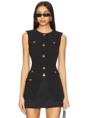 ALL THE WAYS 纽扣衬衫马甲黑色修身通勤风上衣T恤REVOLVE新款