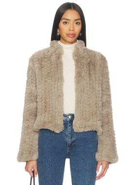 HEARTLOOM 环保皮草夹克棕黄色短款保暖外套REVOLVE小众新款