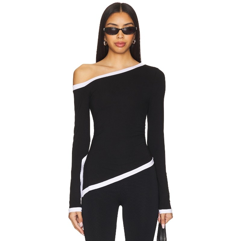 superdown 露肩性感修身上衣黑色显瘦美式性感休闲长袖REVOLVE