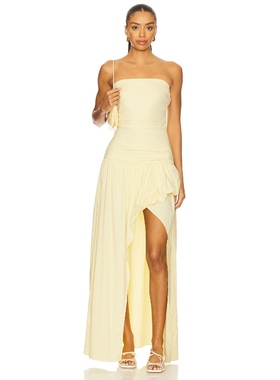 Bec + Bridge DANTE 无肩带裙 柠檬色REVOLVE小众新款