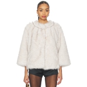 GUIZIO 环保皮草奶油色静奢风保暖外套REVOLVE小众新款 FAUX FUR