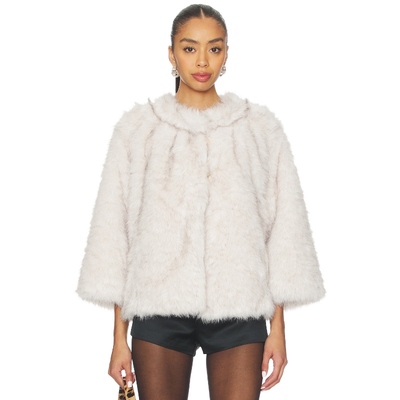 GUIZIO FAUX FUR 环保皮草奶油色静奢风保暖外套REVOLVE小众新款