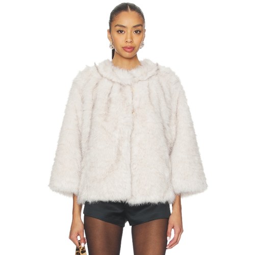 GUIZIO FAUX FUR 环保皮草奶油色静奢风保暖外套REVOLVE小众新款