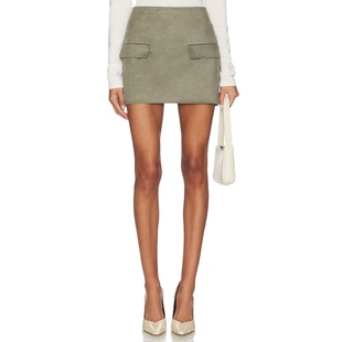 SUEDE FAUX MINI 半身裙 SNDYS 橄榄色REVOLVE小众新款 AMELIA
