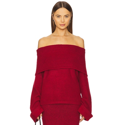 [冬季新品]SNDYS Quinn Off The Shoulder Jumper 红色REVOLVE