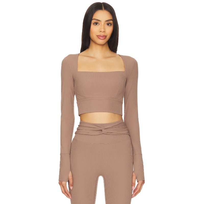 Nylora HUGO 上装长袖上衣 棕色y2k辣妹风REVOLVE新款