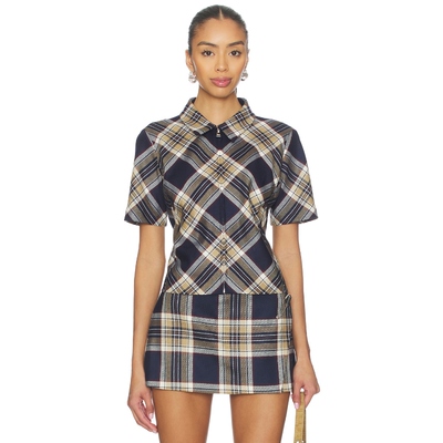 FRAME CHECKMATE 短袖上装 藏青色 y2k辣妹风REVOLVE小众新款