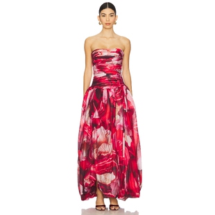 桃紅色REVOLVE小众新款 长裙 FLORA Aje