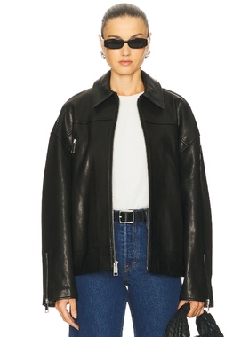 [冬季新品]GRLFRND ALEK皮外套女高级感宽松机车风黑色REVOLVE