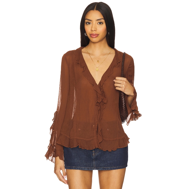 【海外直邮】Free People BALI TULULA 雪纺上衣 棕色 基础易搭R