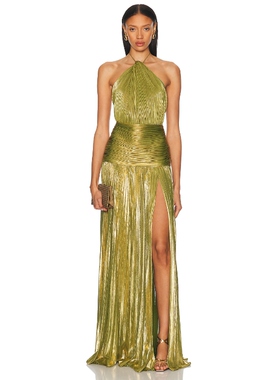 retrofete THALIA 裙子 绿色性感挂脖露背连衣裙礼服REVOLVE新款