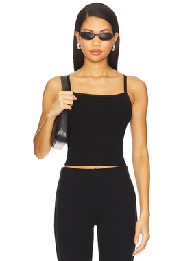 DONNI. Rib Satin Tank Top 黑色 y2k辣妹风REVOLVE小众新款