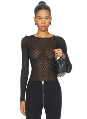 Wolford Velvet Net Illusion Bodysuit 黑色 y2k辣妹风REVOLVE小