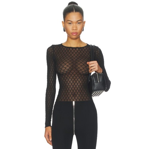 Wolford Velvet Net Illusion Bodysuit 黑色 y2k辣妹风REVOLVE小