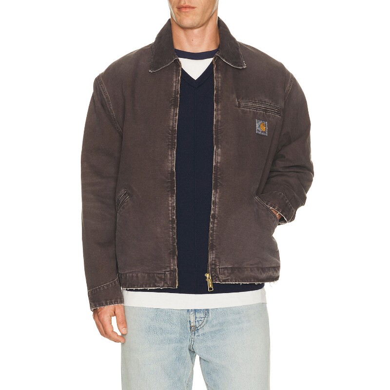 Carhartt WIP棕色夹克翻领拉链贴袋工装风早秋新品短款REVOLVE
