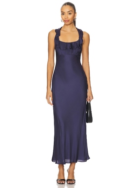 ASTR the Label MORRIGAN 中长款连衣裙 藏青色REVOLVE小众新款