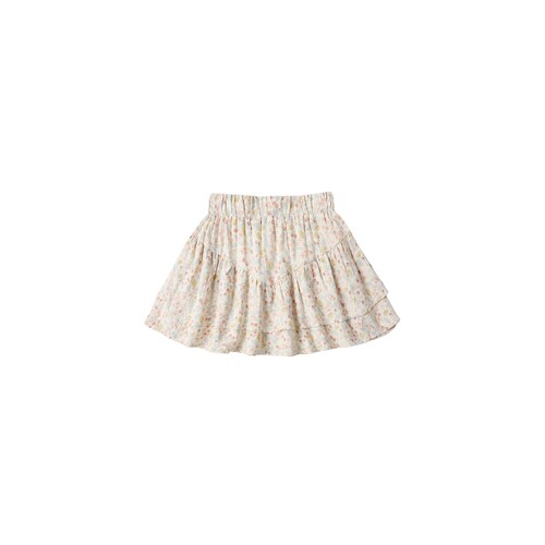 [夏季新品]Rylee + Cru米白色半身裙碎花荷叶边甜美半裙REVOLVE