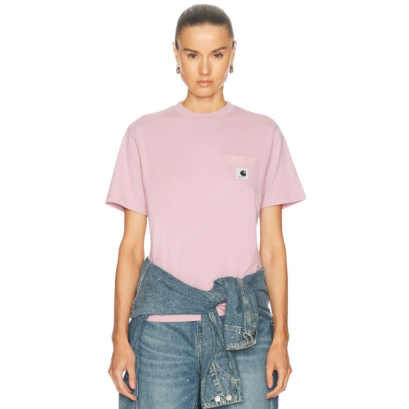 Carhartt WIP粉色上衣口袋简约短袖修身T恤早秋新品REVOLVE