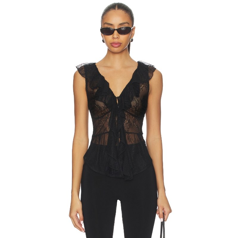 MORE TO COME IZARA 上装 黑色 y2k辣妹风REVOLVE小众新款