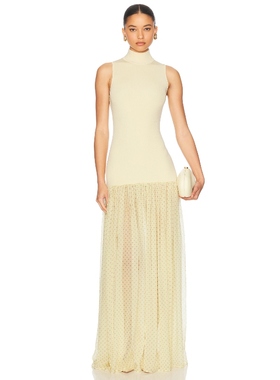 [冬季新品]Helsa黄色无袖针织连衣裙保暖静奢风老钱风长裙REVOLVE