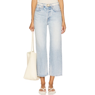 [春季新品]PISTOLA CASSIE 牛仔裤蓝色直筒裤丹宁长裤REVOLVE