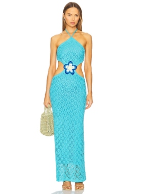 [冬季新品]Capittana 挂脖露背性感连衣裙蓝色度假风长裙REVOLVE