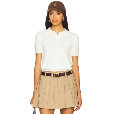 [春季新品]ALL THE WAYS 白色短袖针织POLO衫休闲宽松上衣REVOLVE