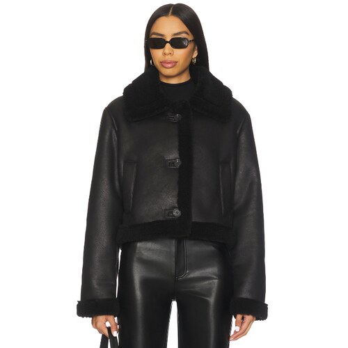 MORE TO COME Cyrilla Faux Leather Jacket 黑色REVOLVE小众新款