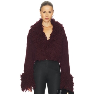 LILIA 上衣辣妹风REVOLVE小众新款 针织开衫 酒红色羊毛衫 上装 AMUR