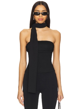 ALL THE WAYS 黑色抹胸上衣挂脖装饰性感上装 y2k辣妹风REVOLVE