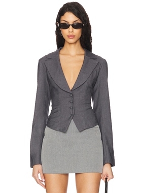 ALL THE WAYS西装上衣系带收腰 灰色修身短款外套REVOLVE