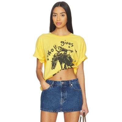 DAYDREAMER WHO GIVES A BUCK 图案T恤 黄色 y2k辣妹风REVOLVE小