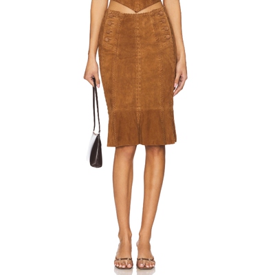 [春季新品] Understated Leather 半身裙棕色REVOLVE小众新款