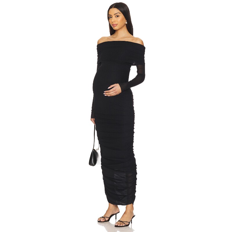 BUMPSUIT 露肩超长连衣裙女 黑色REVOLVE小众新款