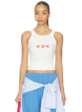 Araminta James LOBSTER 背心上装 白色 y2k辣妹风REVOLVE小众新