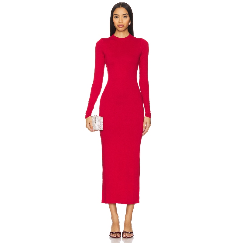 [圣诞穿搭]AFRM 红色针织连衣裙性感长裙内搭显瘦修身长裙REVOLVE