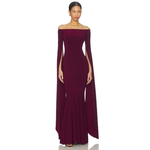 鱼尾礼服REVOLVE小众新款 露肩蝴蝶结袖 Kamali Norma