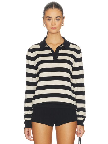 Enza Costa Stripe Silk Knit Polo revolve小众新款