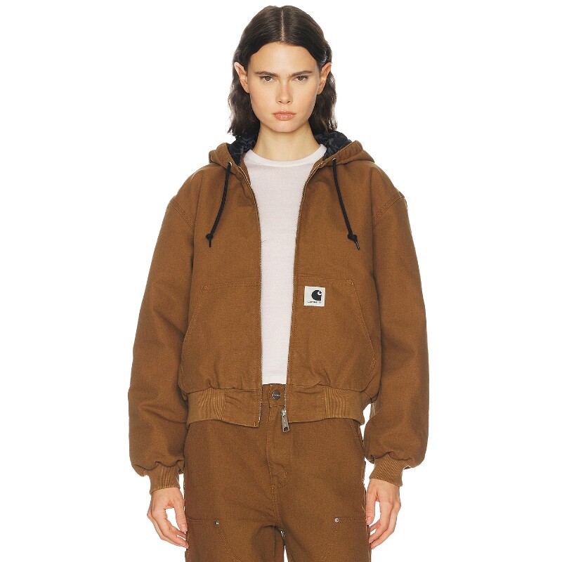 Carhartt WIP驼色夹克连帽抽绳系带酷飒风早秋新品外套REVOLVE