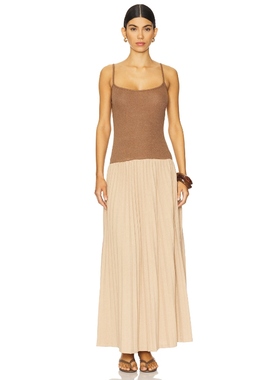 LIONESS 针织连衣裙保暖巧克力色性感风REVOLVE小众新款