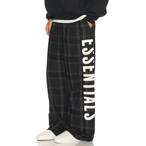 Fear of God ESSENTIALS黑色裤装格纹休闲裤早秋新品REVOLVE