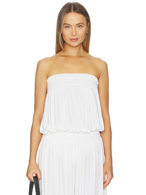 Norma Kamali STRAPLESS PEASANT 紧身服 revolve小众新款 白色