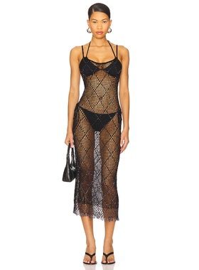 Lovers and Friends KATJA 网眼设计吊带裙子 黑色REVOLVE