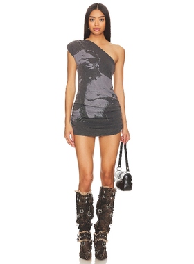 Jaded London 单肩裙子REVOLVE时尚小众新款针织布设计感褶饰短裙