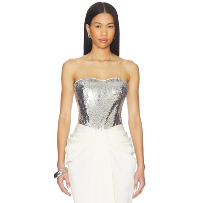 Rahul Mishra Sequined Leotard 金属银色REVOLVE小众新款