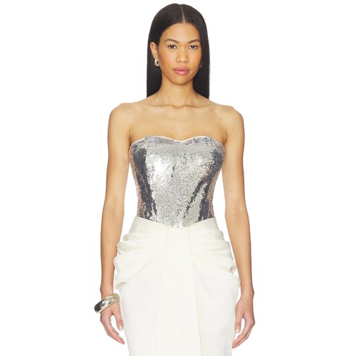 Rahul Mishra Sequined Leotard 金属银色REVOLVE小众新款