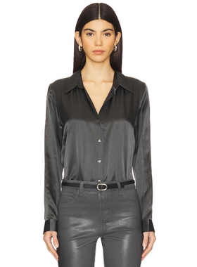 L'AGENCE TYLER 前身纽扣衬衫 深灰色REVOLVE小众新款