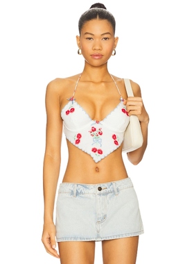 For Love & Lemons 爱柠檬 FORGET ME NOT 胸衣 白色REVOLVE小众