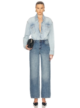 SER.O.YA AVANI 连身裤 蓝色 美式休闲风REVOLVE小众新款