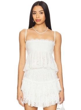 LoveShackFancy CONDIE 上装 白色 y2k辣妹风REVOLVE小众新款